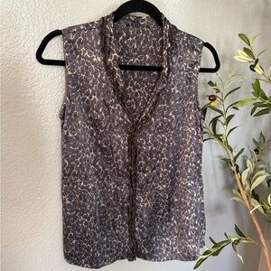 Elie Tahari 93% Silk Leopard Print Sleeveless Blouse